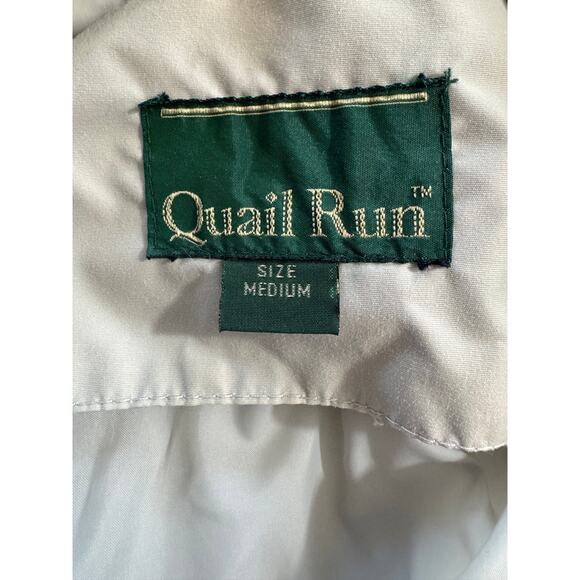 Quail Run Vintage Puffer Coat – Beige with Red and Navy Stripe – Size Medium - Picture 13 of 16
